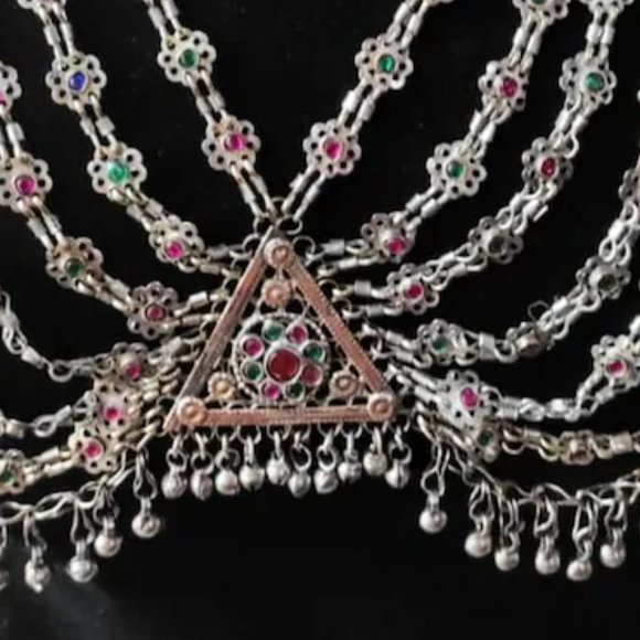 Vintage Afghan Kuchi Necklace, Afghan Bib Necklace, Kuchi Jewelry,Bib Necklace - Picture 5 of 7